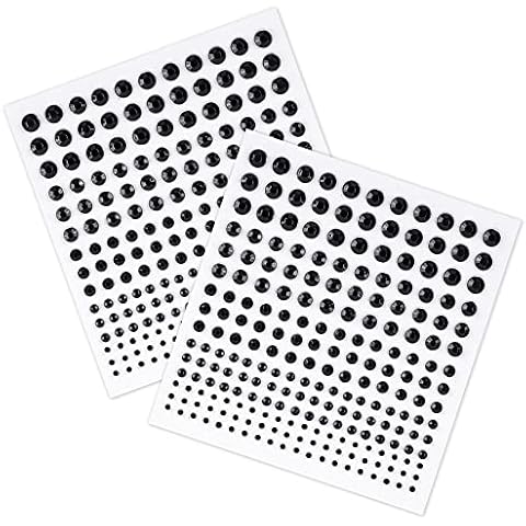 GODLOVEM 450 Pieces Rhinestone Stickers Self Adhesive Crystal Diamond Sticker for DIY Crafts Body Nails Decoration, 2 Sheets, Black(5 Sizes) Cover