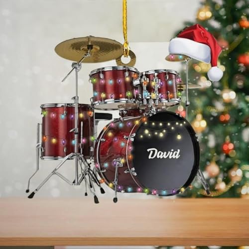 Luckluccy Ornamento per tamburo in acrilico, decorazione natalizia personalizzata, ornamenti per albero di Natale, regali per batteristi e suonatori (stile 1