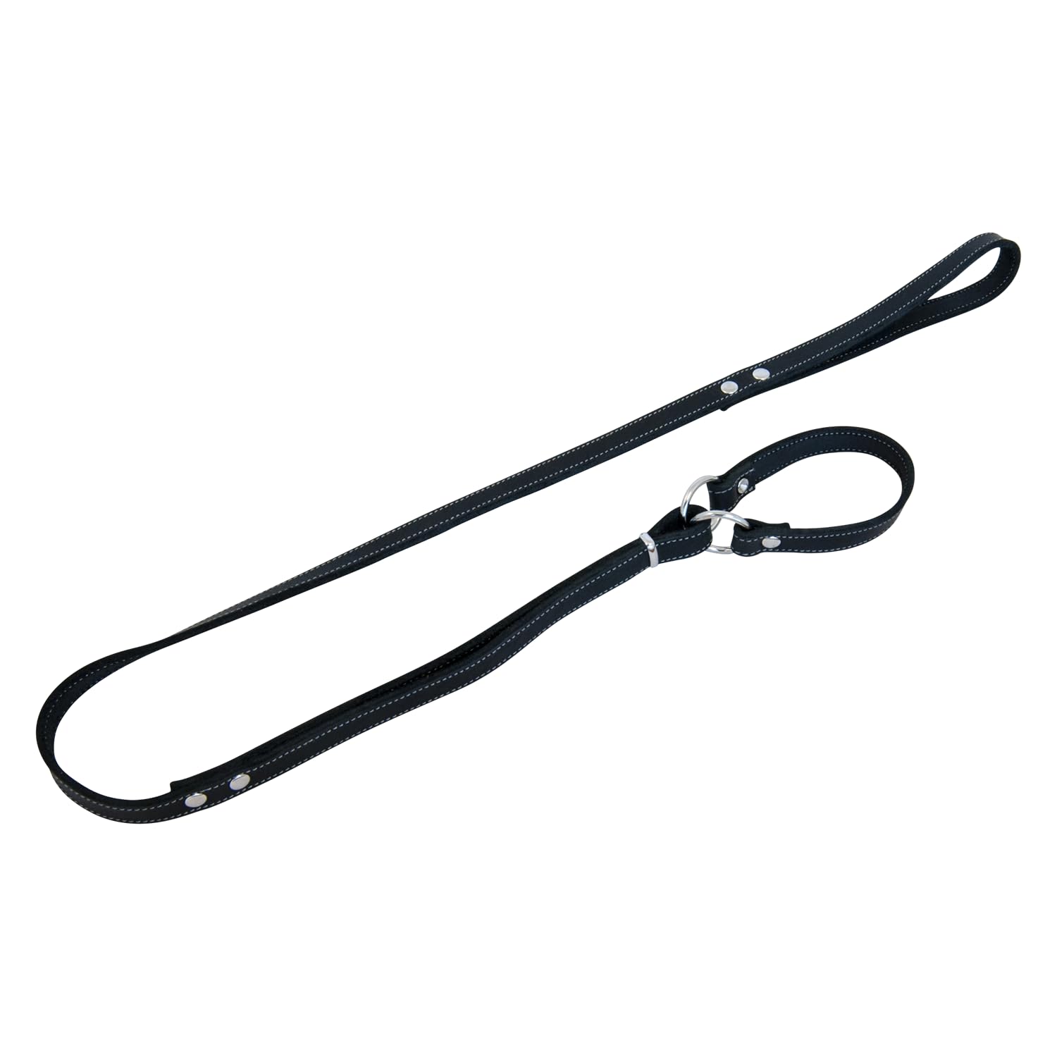 JACK AND VANILLA, Martingale Dog Lead, Fat Leather, Black, Size 16 mm x 128 cm