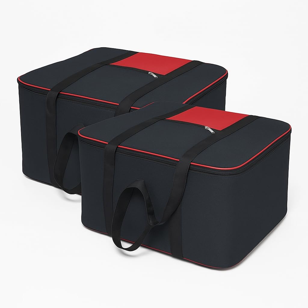 Multi Purpose Foldable Nylon Big Underbed Storage Bag Blanket Storage Bag Cloth Storage Organizer Blanket Cover with Handles Pack of 2 Black-image-29
