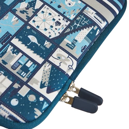 Image of Chumbak Teal Amusement Park Laptop Sleeve - 15 inch, Blue