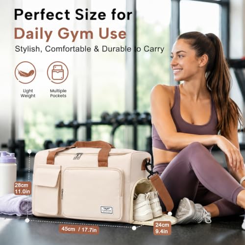 Image of FIORETTO Women's Gym Duffle Bag with Shoes Compartment, 30L Capacity, Ideal for Travel, Gym, Sports, Duffel, Weekender