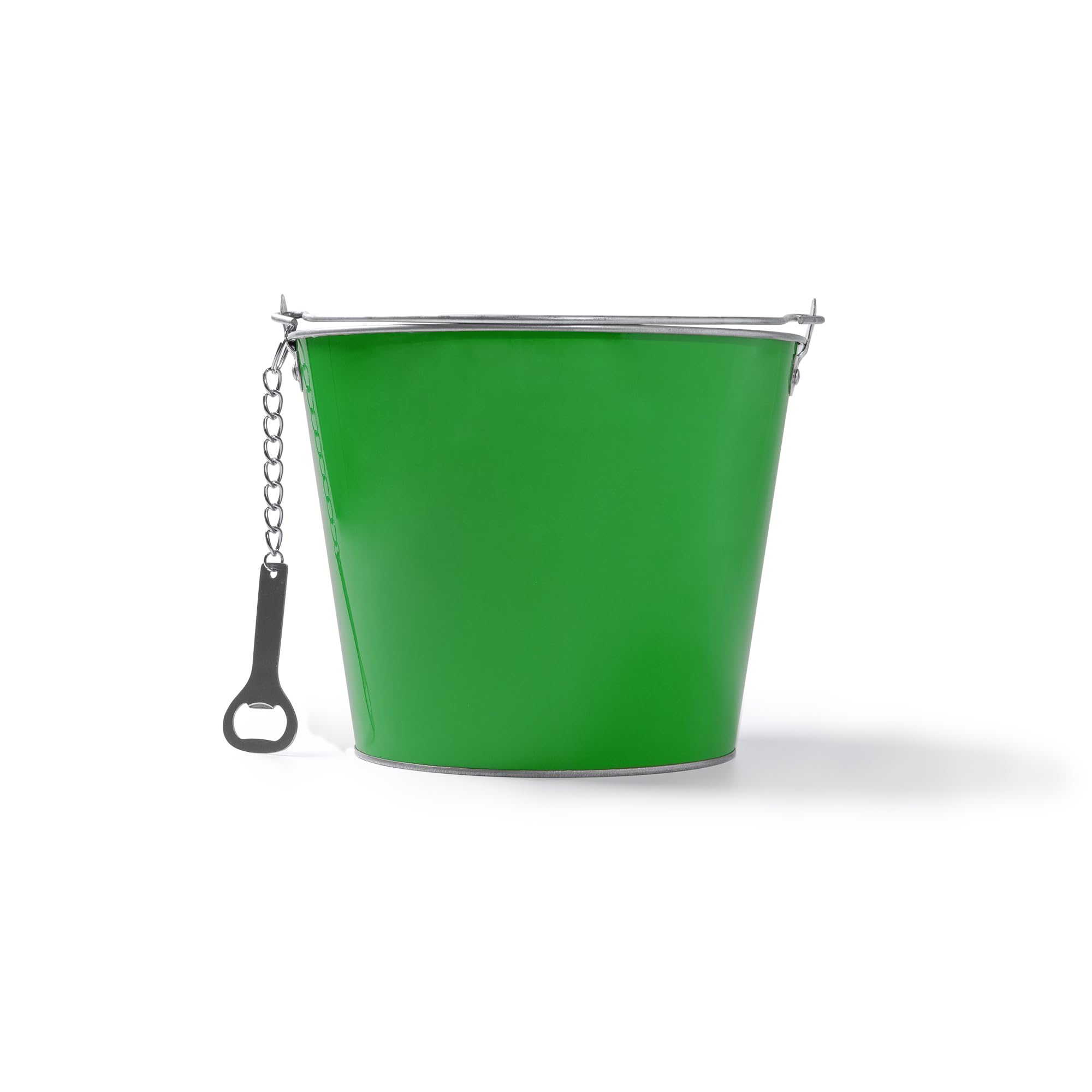 eBuyGB Large Metal Beer Bucket with Built-In Bottle Opener, 6L Ice Bucket Cooler Tub for Drinks, Party, BBQ, Garden, Bar or Picnic, Reusable Beverage Chiller (Green)