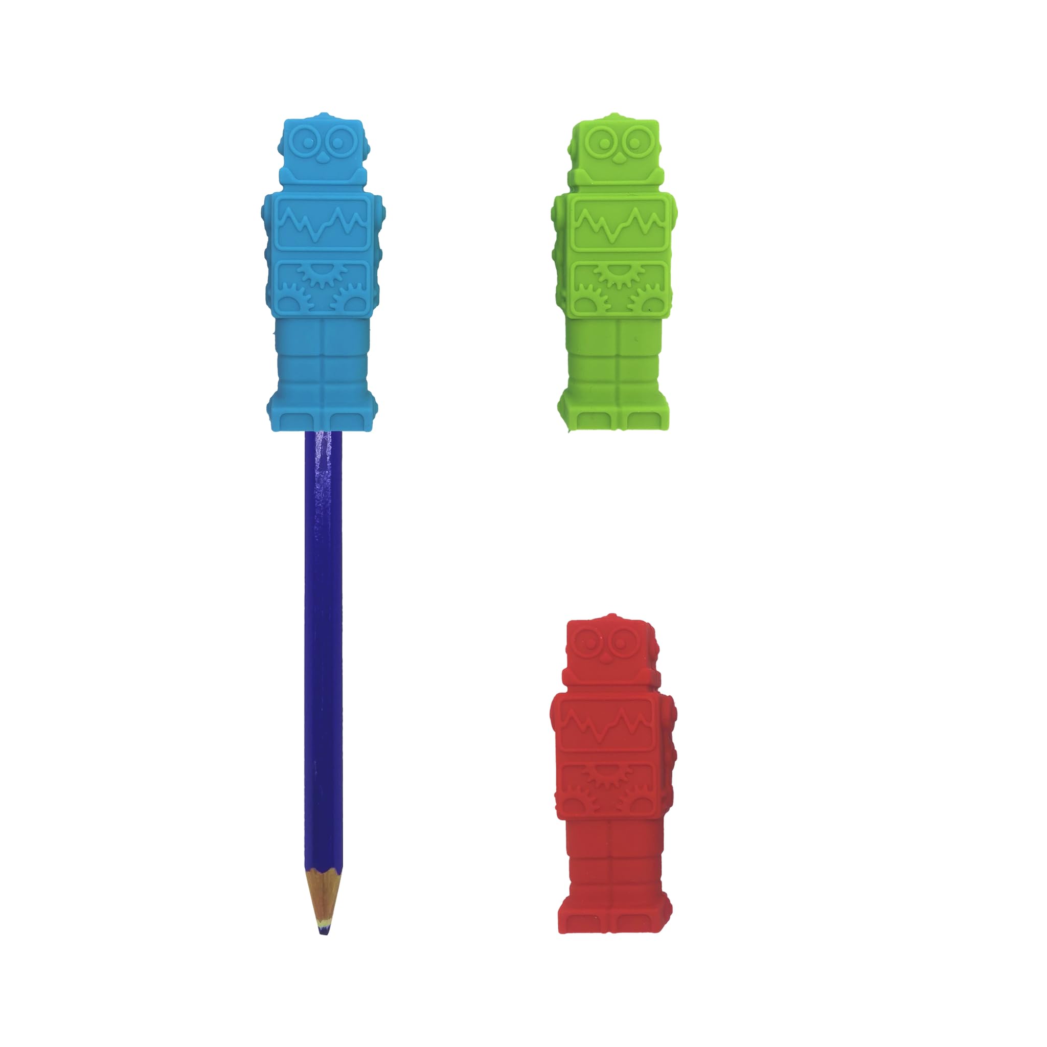 Oojamabobs - Chewy Robot Pencil Toppers 3 Pack - Sensory Chews - Autism ADHD
