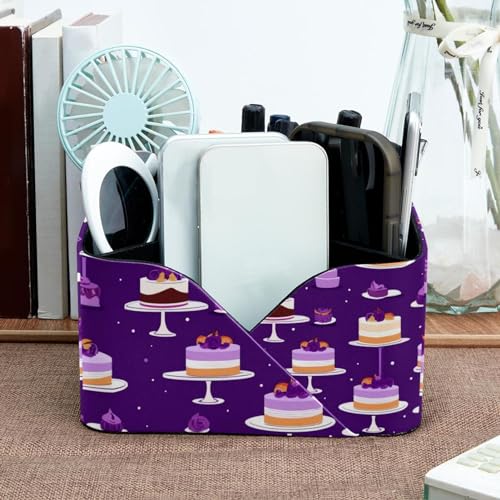 Porte-stylos rectangulaire violet motif dessert pour papeterie et bureau - 7