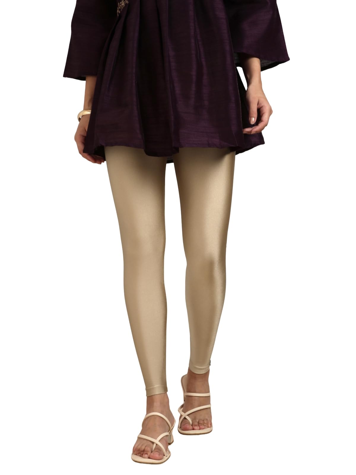 TWIN BIRDS Tailored Cut & Slim Fit Stretchable Nylon Elasthane Fabric Ankle Length Shimmer Leggings for Women