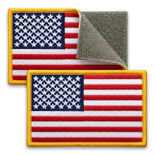 Bluyellow 2-Pack American Flag Patch Hook and Loop Embroidered Tactical Patches for Backpacks Vest Helmet Jacket Dog Harness USA Flag Sew on 2x3 Inch