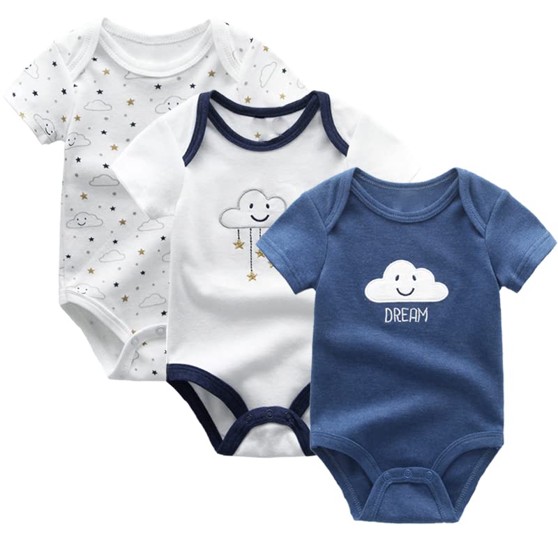 Image of Chamie Newborn Baby One-Piece 3-Pack Short Sleeve Bodysuit Baby Clothes for Boys and Girls