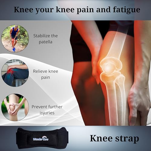 Image of Wonder Care Neoprene Adjustable Patella Knee Support With Silicon Insert For Knee Pain,Patella Tendon Support For Gym Squats,Running,Patellar Tendon Strap Men & Women Free Size (4,Black)