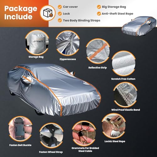 Image of Durability Waterproof All Weather Small Car Cover for Automobiles Sedan Protector Outdoor Car Cover for Automobiles Fit Audi A3 Under 179 inch