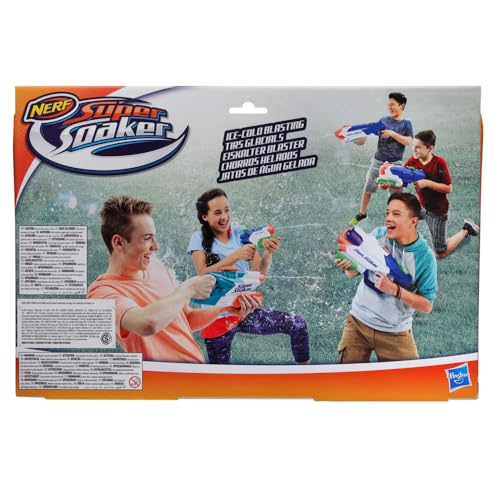 Image of Nerf Super Soaker FreezeFire Water Blaster | Add Ice Cubes for Ice-Cold Blasting | 591 ml | Water Blast Range-38 feet | Pichkari-Outdoor Water Games | Branded Toy Pichkari for Holi | Kids Ages 6+