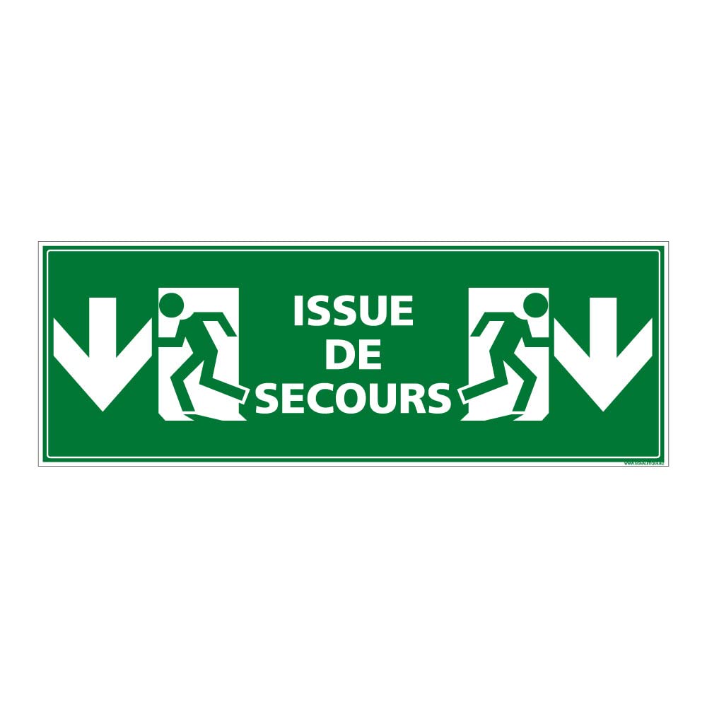 Signalétique.biz France - Signalétique.biz France Panneau Issue Secours Flèches vers le Bas,PVC, Alu980 x 350 mm