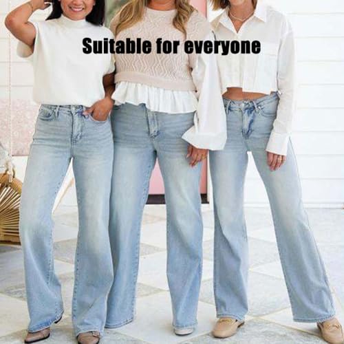 Arisefrom Jeans, Plus Size Vintage Wash Tummy Control Stretchy Top Straight Leg Jeans, Womens High Waisted Jeans2