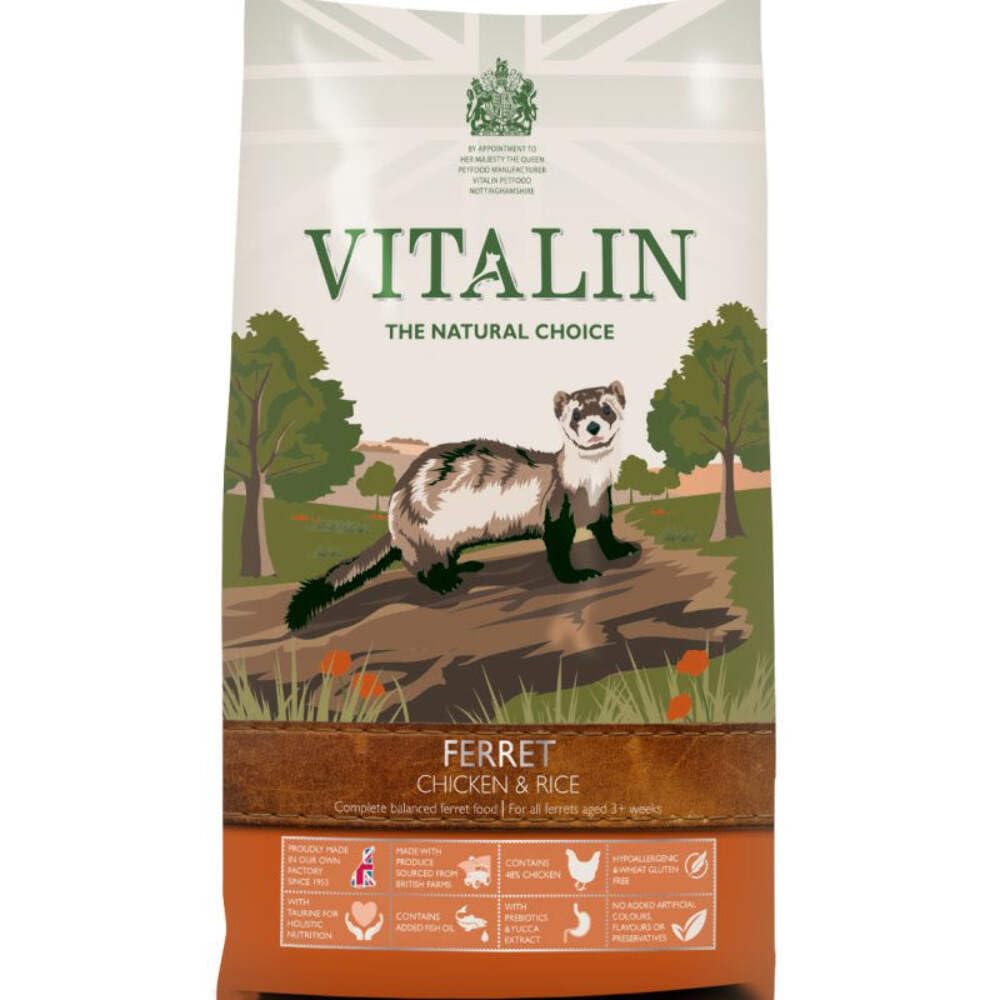 Vitalin The Natural Choice Dry Ferret Food | Hypoallergenic Nutritionally Complete Feed | Chicken & Rice, 12KG