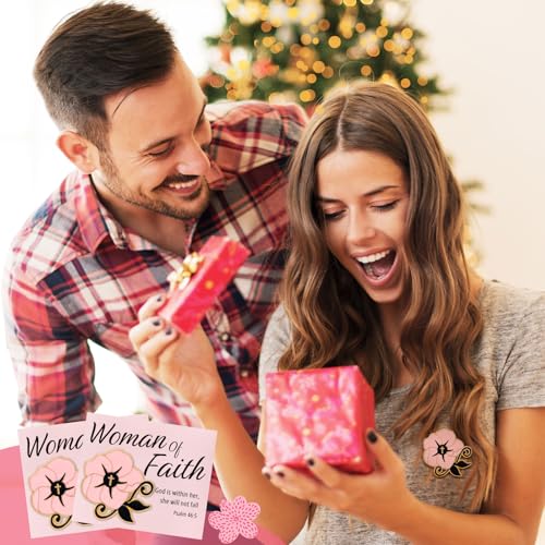 Hoteam Christian Pins for Woman of Faith Pins with Cards Flower Enamel Brooch Gift God Is Within Her She Will Not Fall2