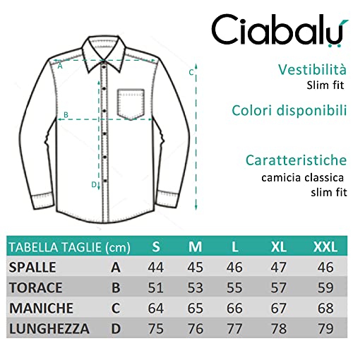 Camicia Uomo Blu Slim Fit Manica Lunga Cotone