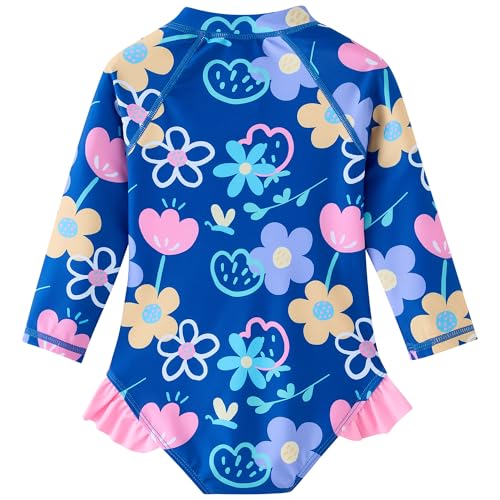 Image of UMELOK Baby Girls One Piece Swimsuit Infant Bathing Suit Long Sleeve Rash Guard Swimwear with UPF 50+ Sun Protection