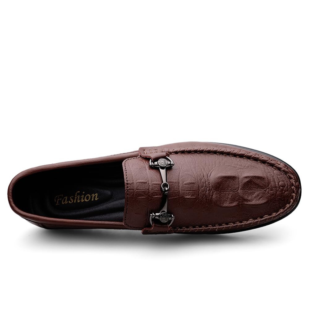 Mocasines de vestir de piel auténtica para hombre, mocasines casuales de moda para uso diario, Brown, 41 1/3 EU