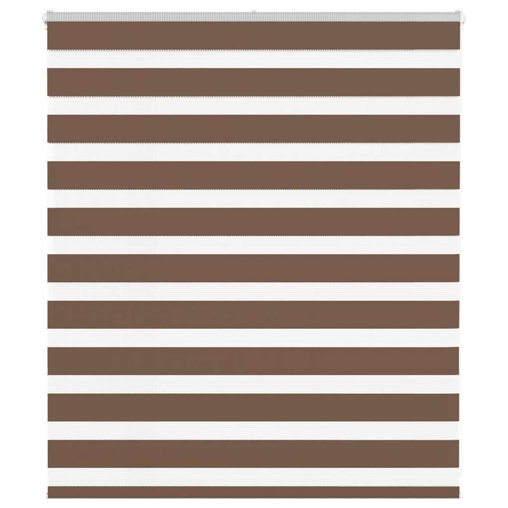 Estor doble Zebra marrón 130 x 100 cm, ancho de la tela 125,9 cm, 100% poliéster con protección visual y solar, polipasto de cadena para un control continuo de la luz, dos posibilidades de montaje,