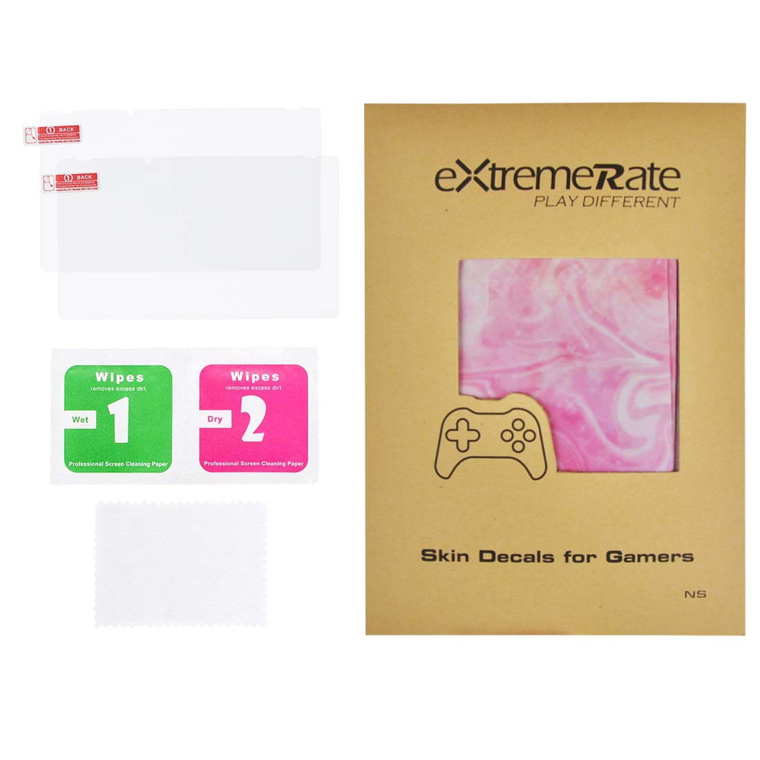 eXtremeRate Autocollant pour Nintendo Switch Manette,Sticker Skin pour Switch Console & Joycon & Dock avec 2 Protection d'Écran-Rose psychédélique