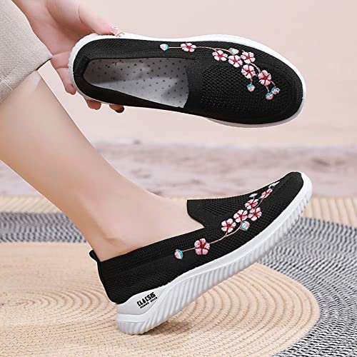 Covoyyar Women'S Slip On Shoes Casual Comfortable Tennis Floral Embroidered Walking Sneakers thumb #3