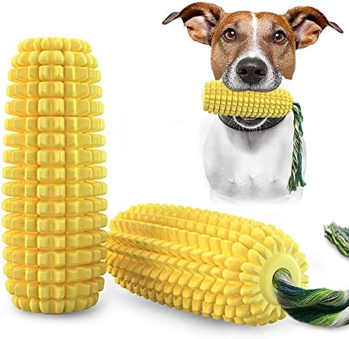 PunkyKom Dog Chew Toys, Puppy Toothbrush for Cleaning Teeth,Dog Squeak/Non-Squeak Toys Interactive Corn Toys, Dog Toys Aggressive Chewers for Small/Medium/Large Dog.