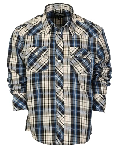 Image of Gioberti Boys Casual Western Plaid Long Sleeve Pearl Snaps Shirt