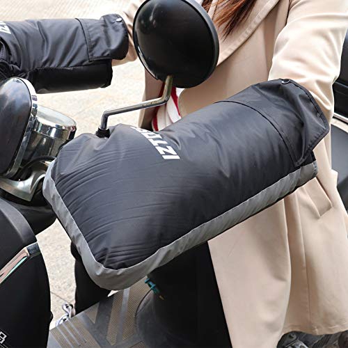 Pruie Luvas para guidão de motocicleta, à prova de vento, à prova d'água, luvas para guidão, preto