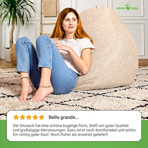 Green Bean Indoor XXL Sitzsack Home Linen mit 300 Liter mit EPS-Perlen Füllung - Kuschelig Weich...