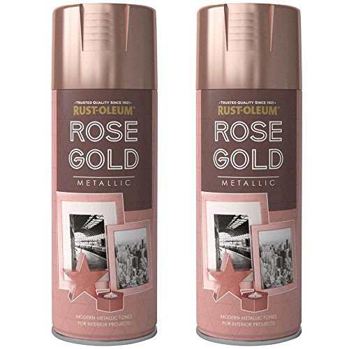 2 x Rust-Oleum 400ml Metallic Finish Spray Paint Rose Gold