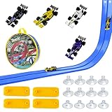 Autorennbahn 4 Meter mit 4 Autos - Flexible Rennbahn Kinder Rennstrecke mit Doppelspur & Rampen - rennbahn Spielzeug für Kinder ab 3 Jahren - Geschenke für Jungen und Mädchen