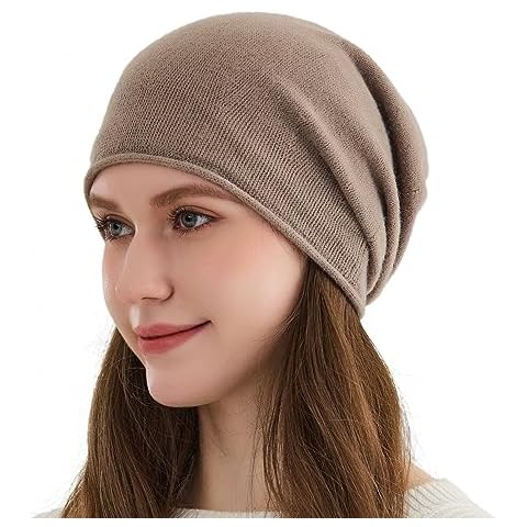 Facecozy Satin Lined Beanies Women Slouchy Beanie Knit Winter Hat for Women Men Silky Lining Lightweight Skull Beanies Cap (Brown) Cover