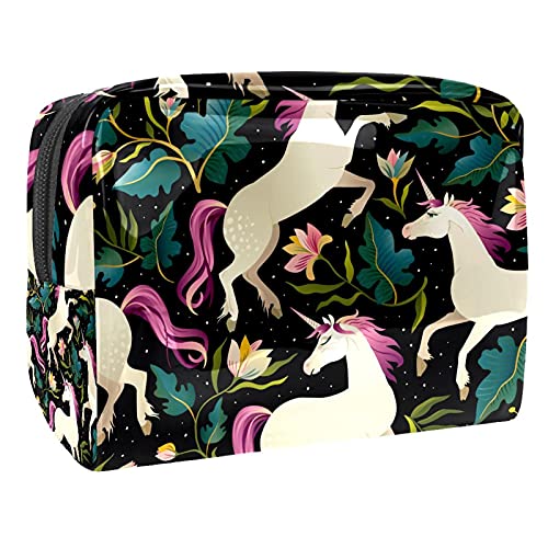 Trousse de toilette vanity licorne noire pour crayons et maquillage