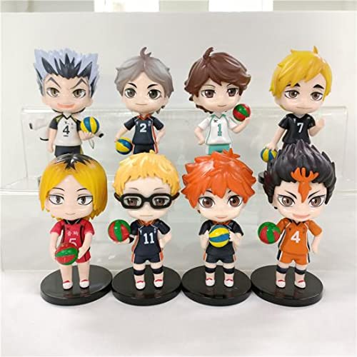 Image of Trunkin Haikyuu Volleyball Action Figure Set C 8 Pcs 9 cms Set Rubber Figure Set Anime Bokuto Oikawa Kenma Hinata Shoyo Tobio Koushi Model Toy Boy Gift Collectible Figurines,Multicolor
