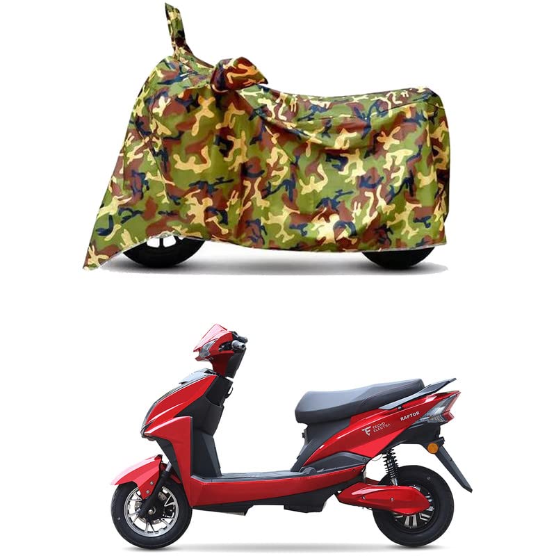 Image of Waterproof 100% PVC Coated Bike Scooty Two Wheeler Body Cover Compatible for Techo Electra Raptor /UV-Rays /Heat Protection /Birds Dropping /Scratchproof /Dust Proof [6X6 Jungle Print]
