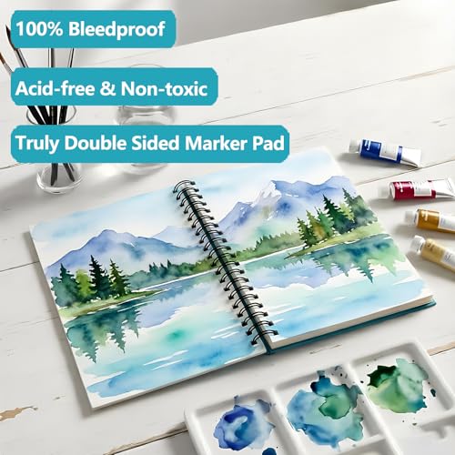 Image of Hapikalor 5.5 inchx8.5 inchWatercolor Small Sketchbook for Kids, 30 Sheets (60 Pages) Spiral Bound, Water Color Paper, 140lb /300gsm Watercolor Paper, Watercolor Notebook, Watercolor Journal, Sketch Pad, Teal