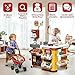 deAO Grocery Store Playset with Kids Shopping Cart,66 PCS Supermarket Playset,Pretend Play Cash Register,Play Food, for 3 4 5 Kids (Red)