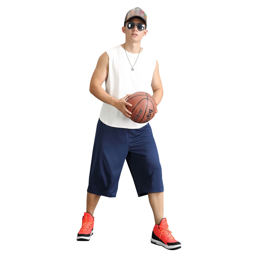 Long Basketball Shorts Men Big and Tall 3X Summer Activewear Casual Mens Workout Black Summer Wear