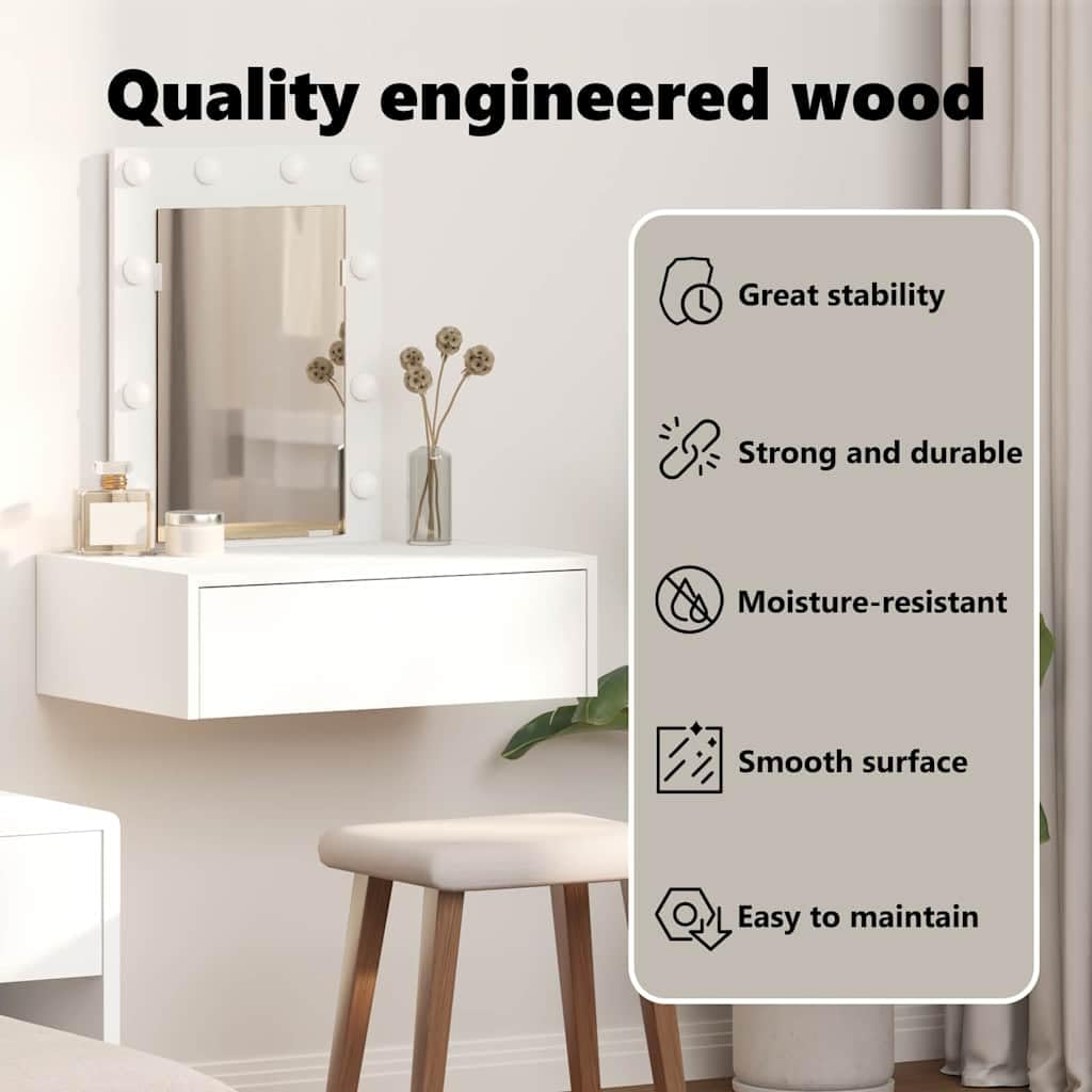 vidaXL Mesa Tocador con cajón 60 x 40 x 70 cm Madera de ingeniería, Mesa de tocador Moderna, tocador Elegante, Funcional en el Dormitorio, con Almacenamiento
