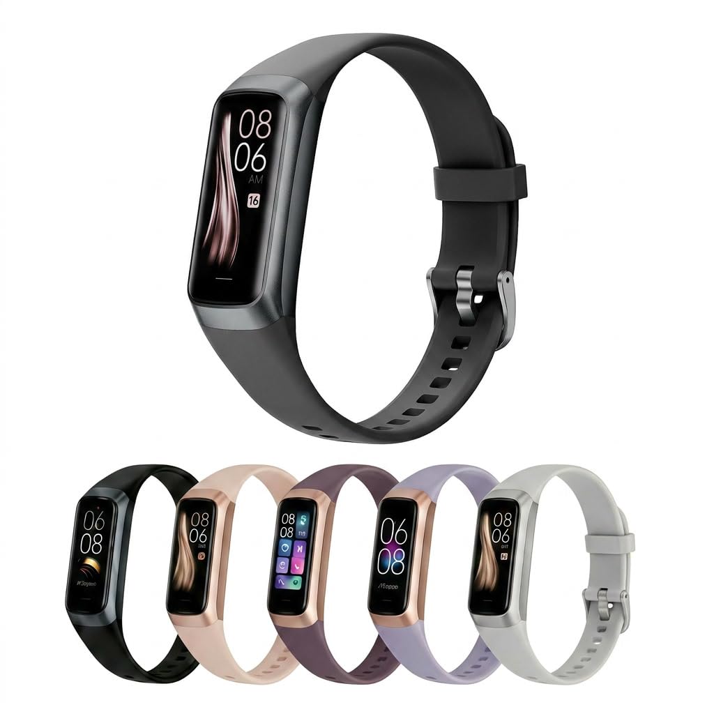 AAFGVC Avinora Smart Fitness Tracker 24/7 Heart Rate Blood Oxygen Sleep Tracking 20-Day Battery 3ATM Waterproof AMOLED (Black)