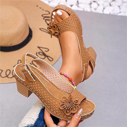 Buckled Square Heel Sandals for Women Peep Open Toe Slingback Low Chunky Heeled Dress Sandals Wedge Pump Shoes4