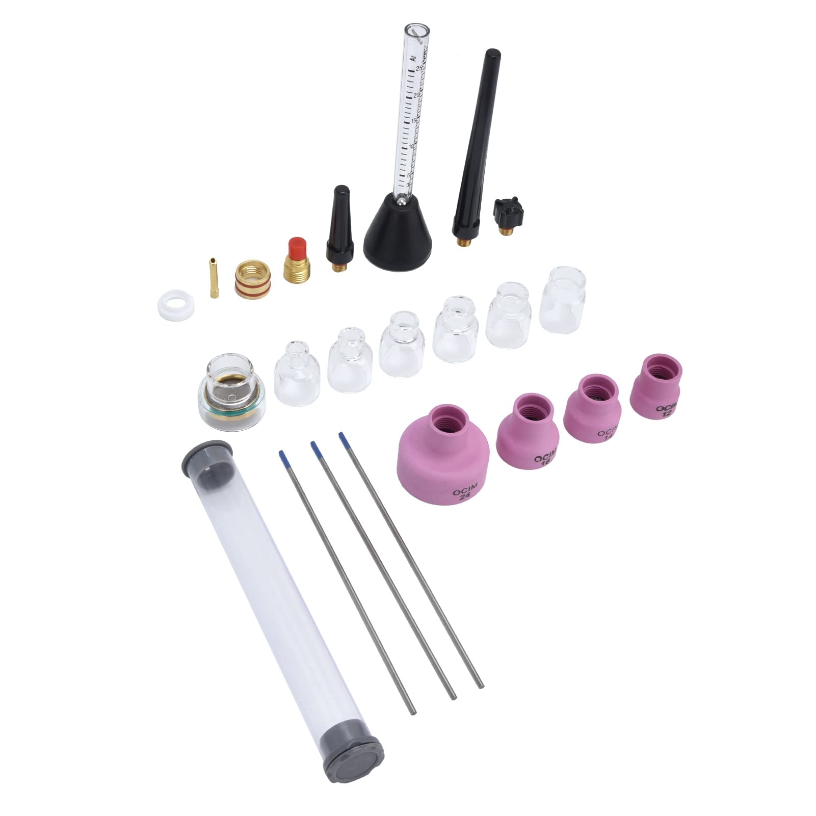 Kit de boquilla de soldadura de de argon Medero de flujo de gas de tungsteno Anillo de sellado de aguja de tungsteno 2.4 mm WP - 9/20 Accesorios de antorcha Material de cerámica