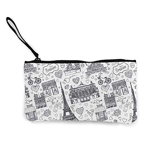 Preisvergleich Produktbild Gpedadf13 Unisex Notre Dame De Paris Brieftasche Geldbörse Leinwand Reißverschluss Briefpapier für Party Weiß