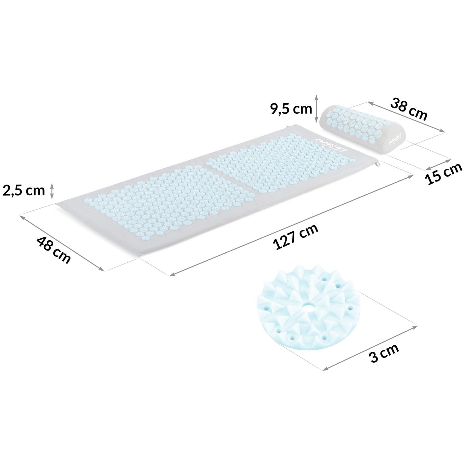 Tapis d'acupression avec Pointes de Protection de la Marque - 190102 Gris-Bleu