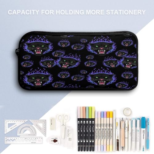 Multifunction 3 Pcs Set for Men Women, Soft Panther Head In Flames Pencil Pouch, Lunch Bag Easy to Storage, Backpack for Travel4