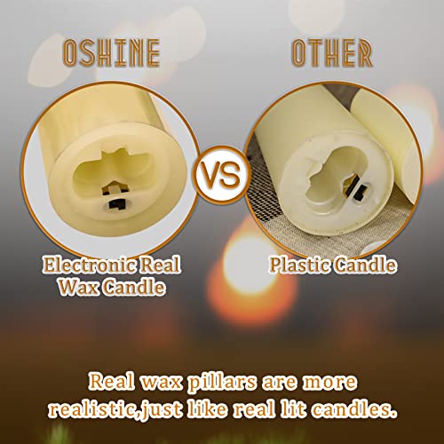 Oshine Flameless Candles Battery Operated Candle - Set Of 9 Flickering Pillar Led Candles With 10-Key Remote & 24 Hours Timer, Ivory Real Wax Candles For Home Decor #TOP1