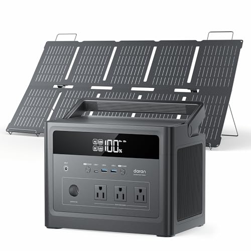 DaranEner Portable Power Station 600W (Surge1200W) with 100W Solar Panel, 576Wh LiFePO4 Solar...
