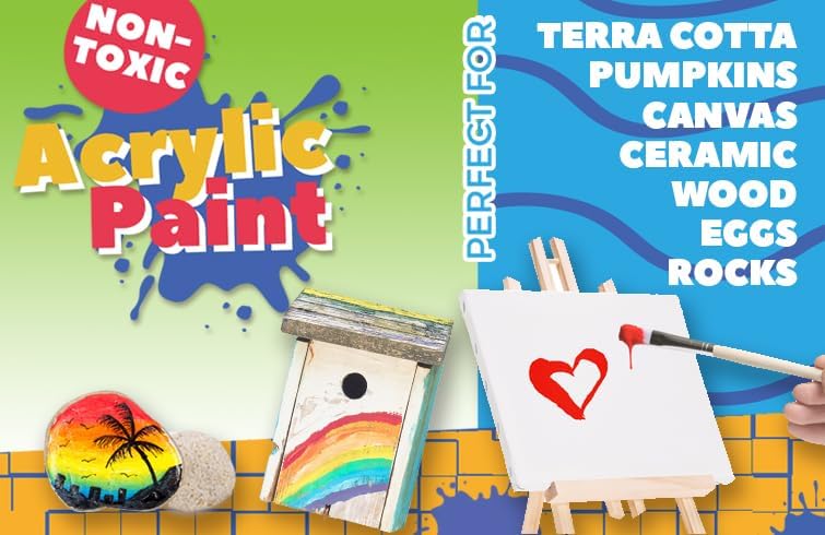 Miniatura 2 de Juego de pintura acrílica para niños, 12 colores + 2 pinceles, pintura acrílica, juego de pintura acrílica pequeña para niños, juego de pintura