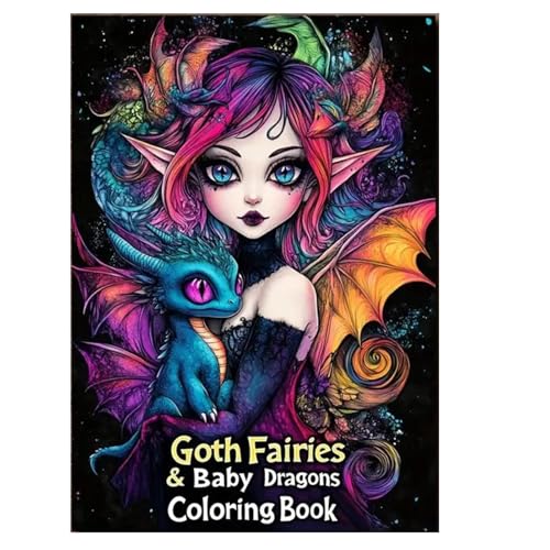 Libro da colorare Gothic Fairy Dragon – Libro da colorare per adulti, Gothic Fantasy Adventure | Libro da colorare gotico creativo per attività quotidiane di relax