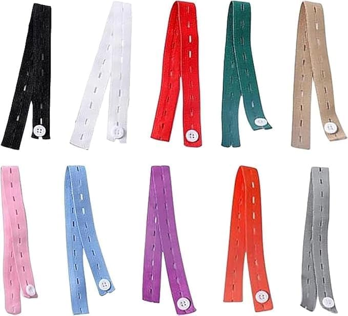 VAJIN Elastic with Button Waist Extender Adjustable Suitable for Women and Men, Jeans, Dress, Elastic Button Extenders Luggage Space Saver Drawer Closet Organizer Washable Elastic Button (Multicolor)